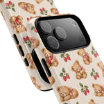 Teddy Berry Cozy Strawberry Pattern iPhone Case with MagSafe