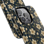 Navy Cherry Blossom Floral iPhone Case - Compatible with MagSafe - Shamo's