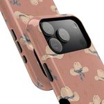 Ribbon Rodeo – Cowgirl Hat and Bow MagSafe Phone Case, Pink, glossy compact wide-camera Pro model, camera and side-button close-up