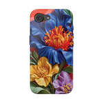 Electric Paradise MagSafe Phone Case – Cobalt Floral & Coral Waves | Glossy