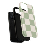 Sage Checkerboard Tough iPhone Case - Compatible with MagSafe - Shamo's