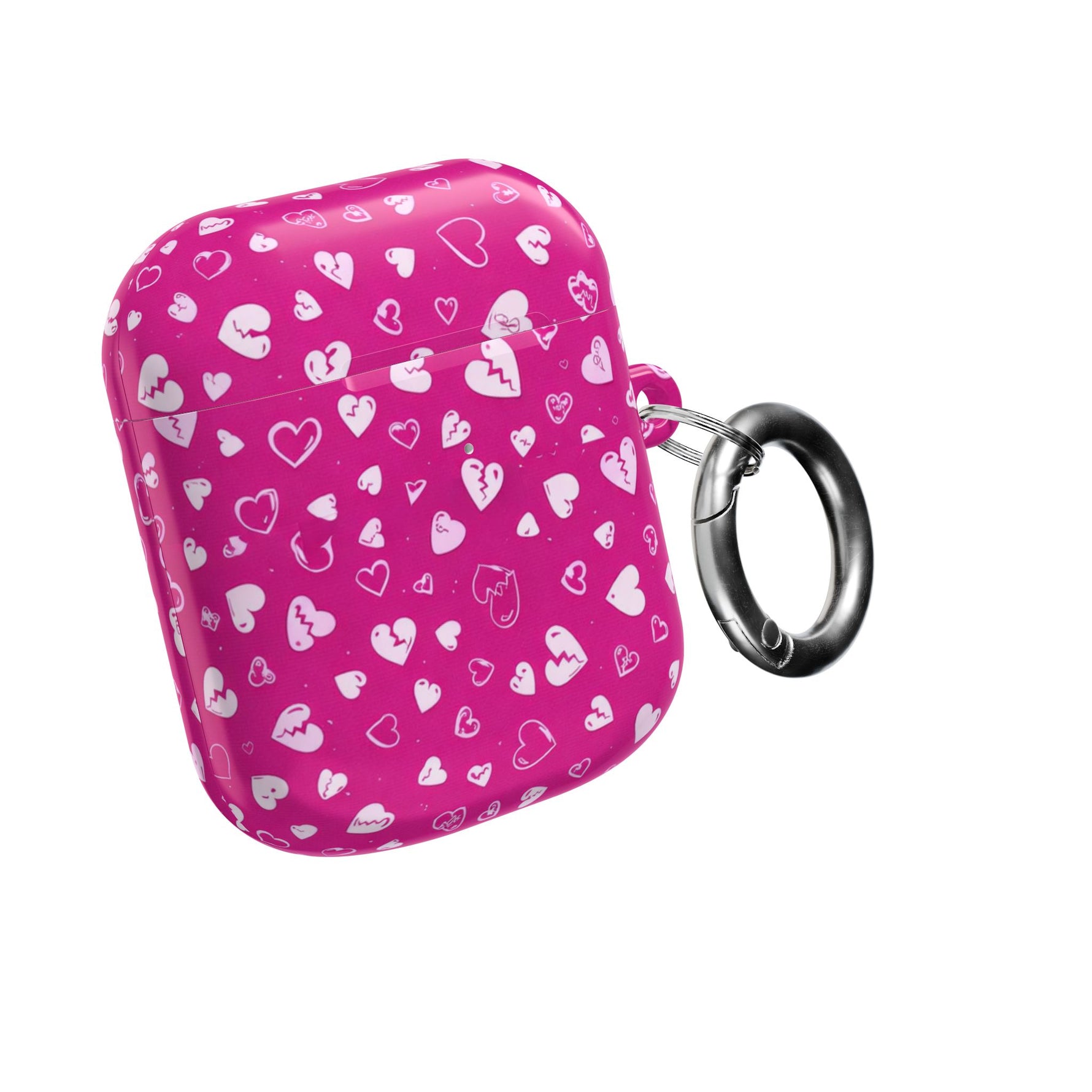 Pink Broken Heart Pattern AirPod Case — Cute Valentine Protective Charging Case