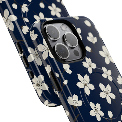 Navy Blossom Floral iPhone Case | MagSafe