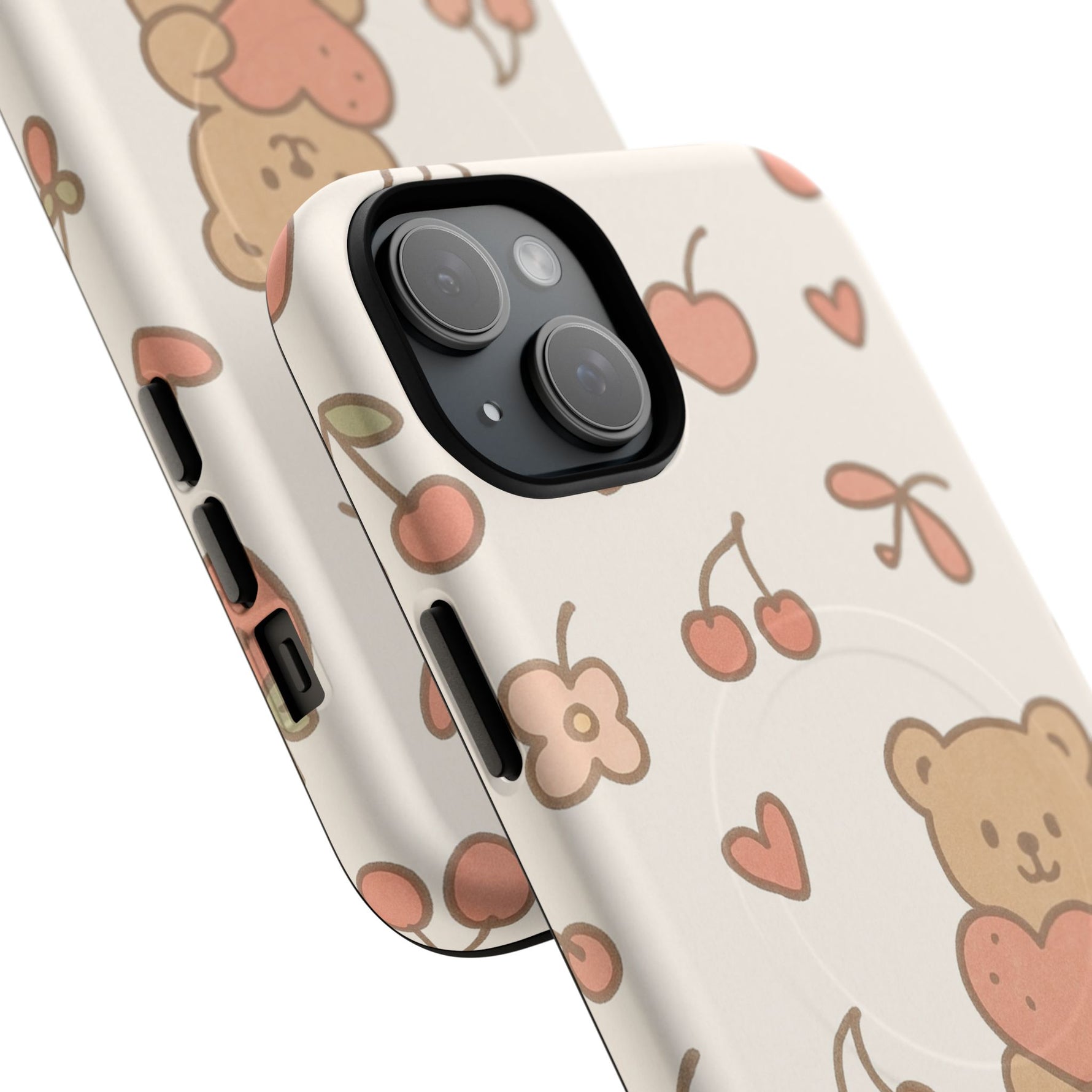 Teddy Berry Cozy Strawberry Pattern iPhone Case with MagSafe
