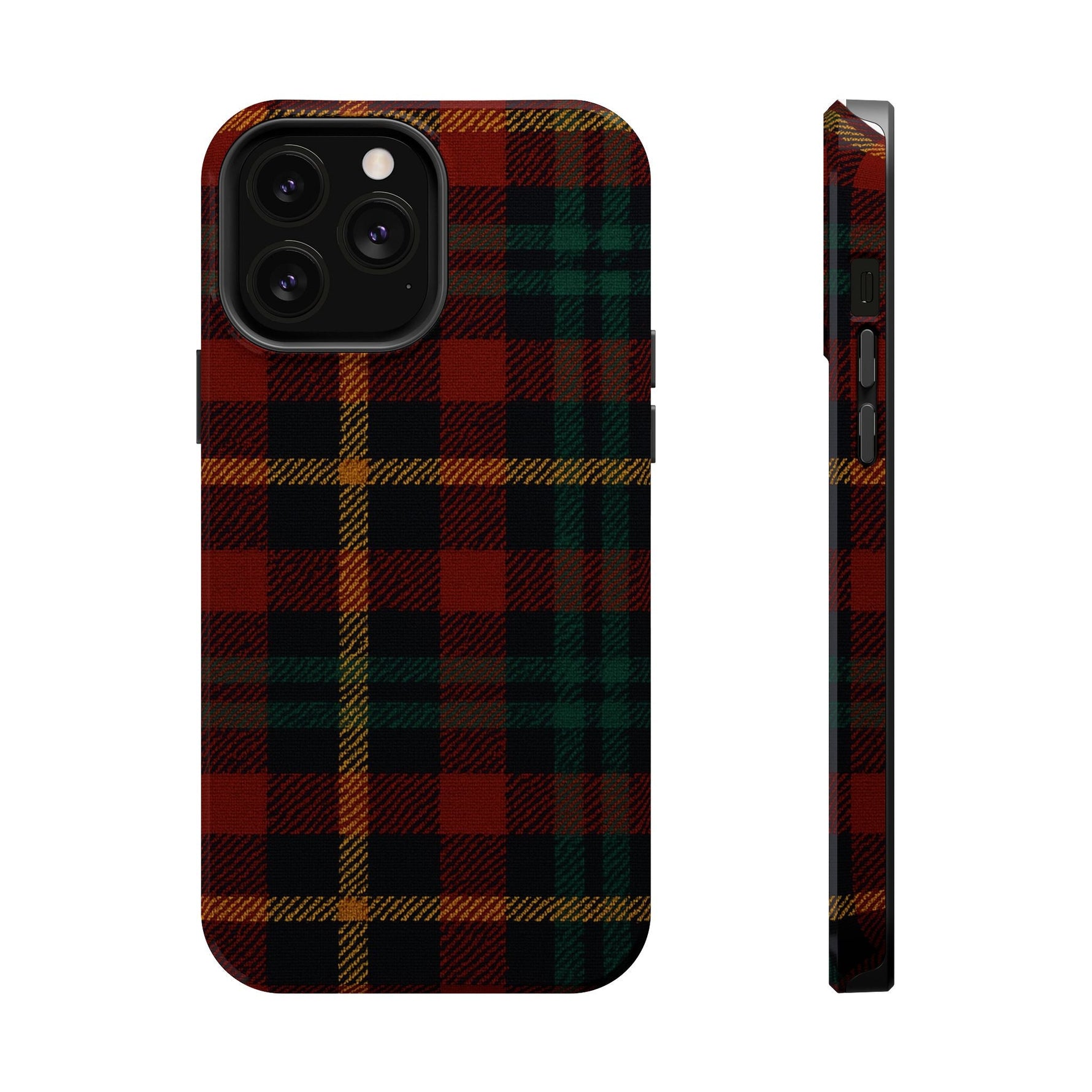 Plaid Impact-Resistant iPhone Case — Red Green Tartan Holiday Theme with MagSafe  Shamo's iPhone 13 Pro Max / Glossy