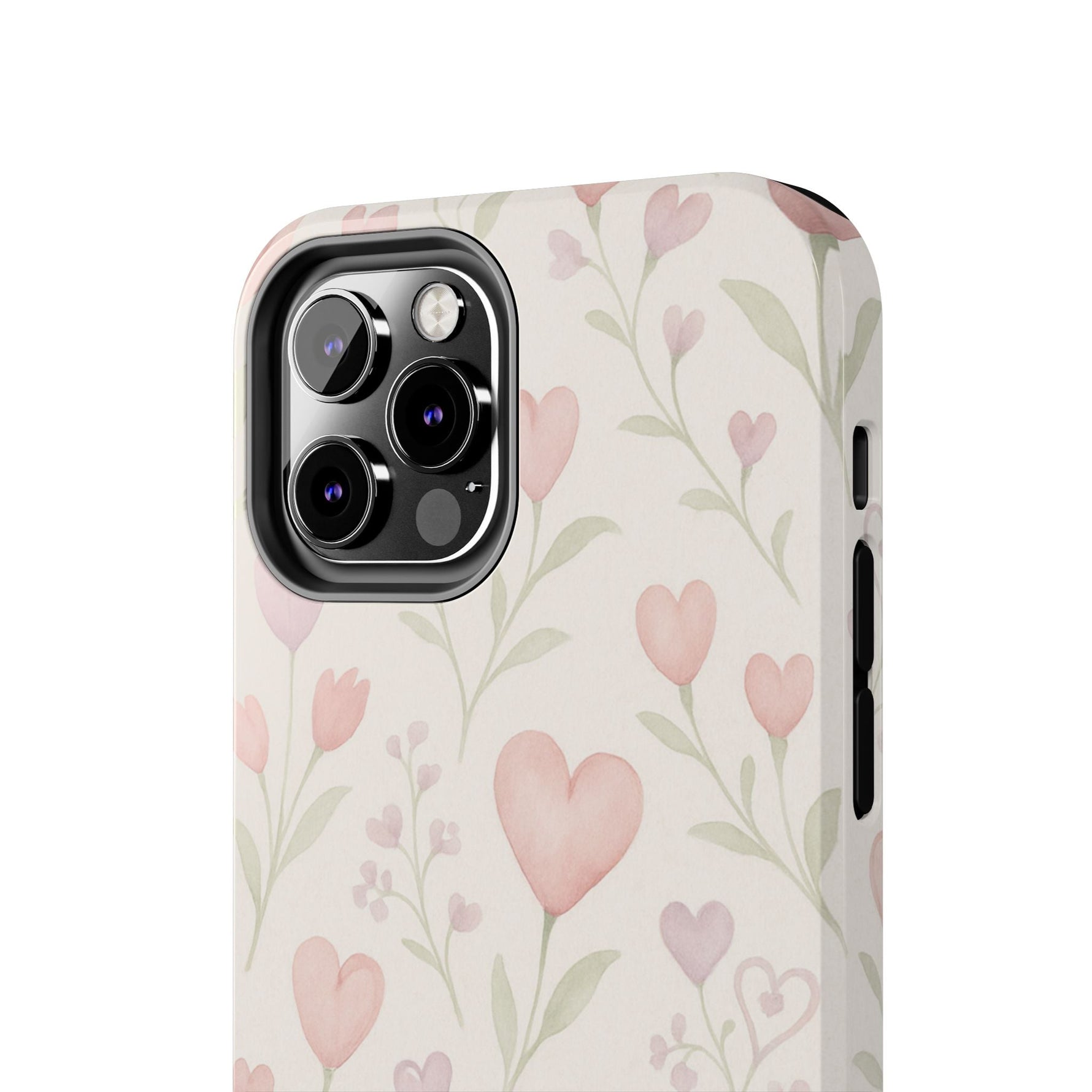 Pink Watercolor Heart Floral Pattern | Tough Impact Phone Case  Shamo's
