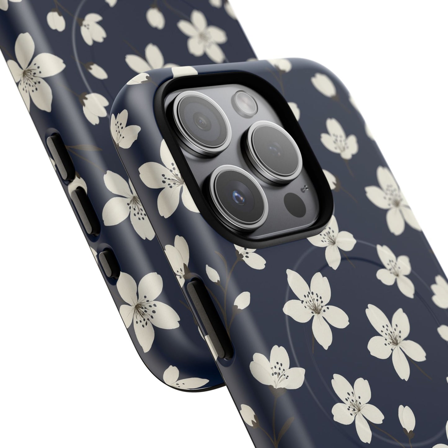Navy Blossom Floral iPhone Case | MagSafe