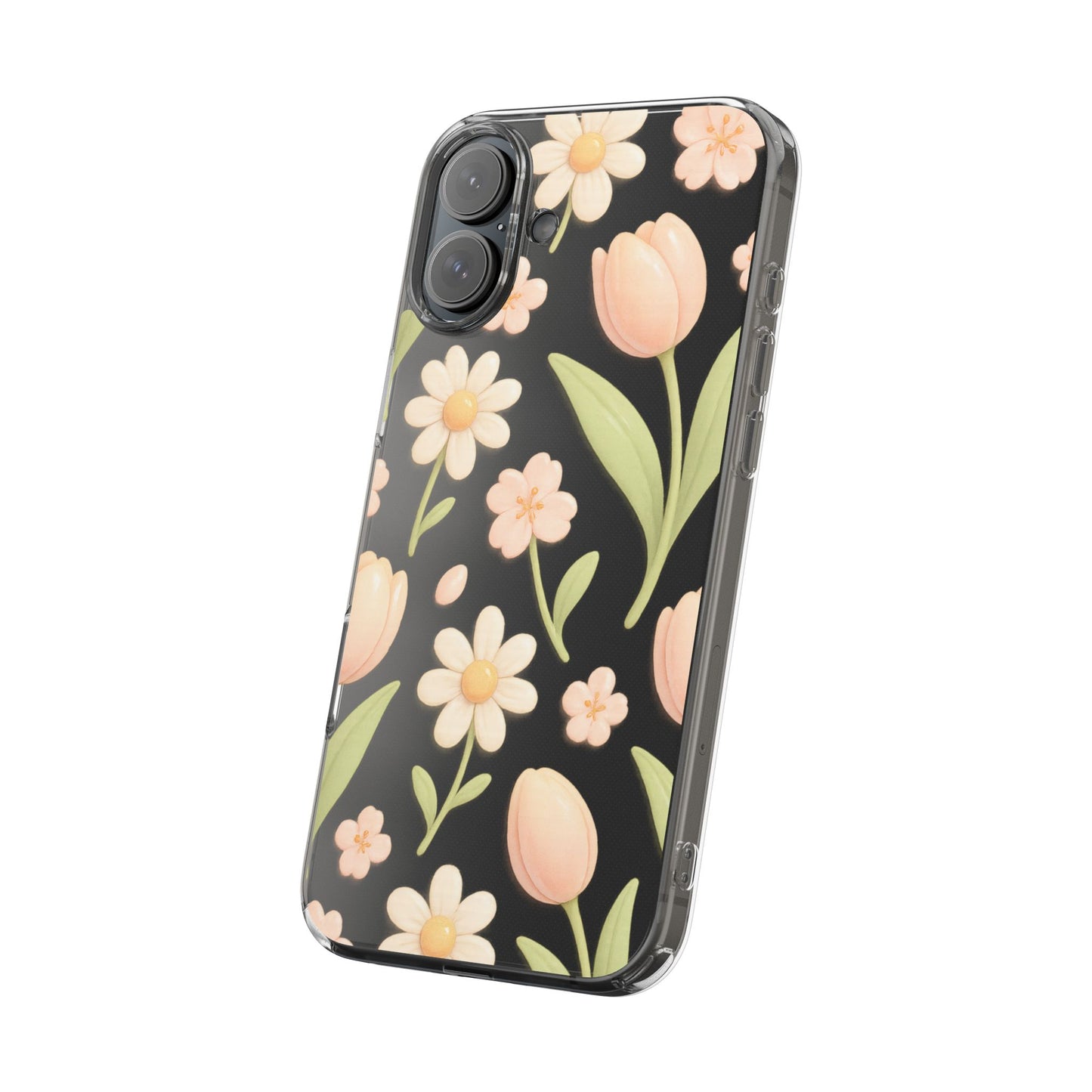 Floral Impact-Resistant Clear iPhone Case