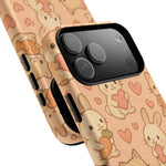 Cozy Critter Friends iPhone Case — Cute Bunny & Kitten Heart Pattern with MagSafe  Shamo's