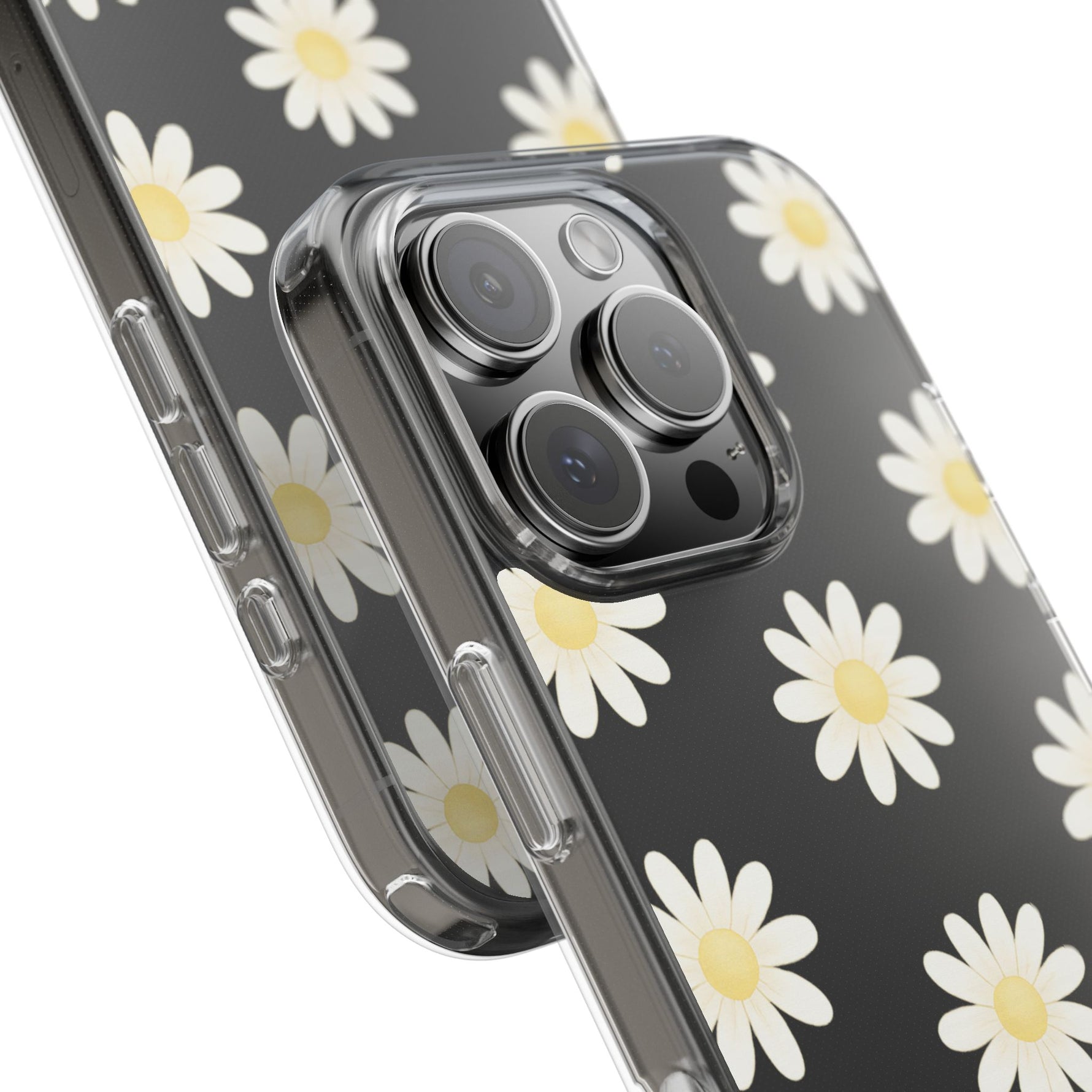 Clear Daisy Floral Phone Case, Impact-Resistant, Anti-Yellowing, Camera & Screen Protection - iPhone 17 / Without gift packaging - Shamo's