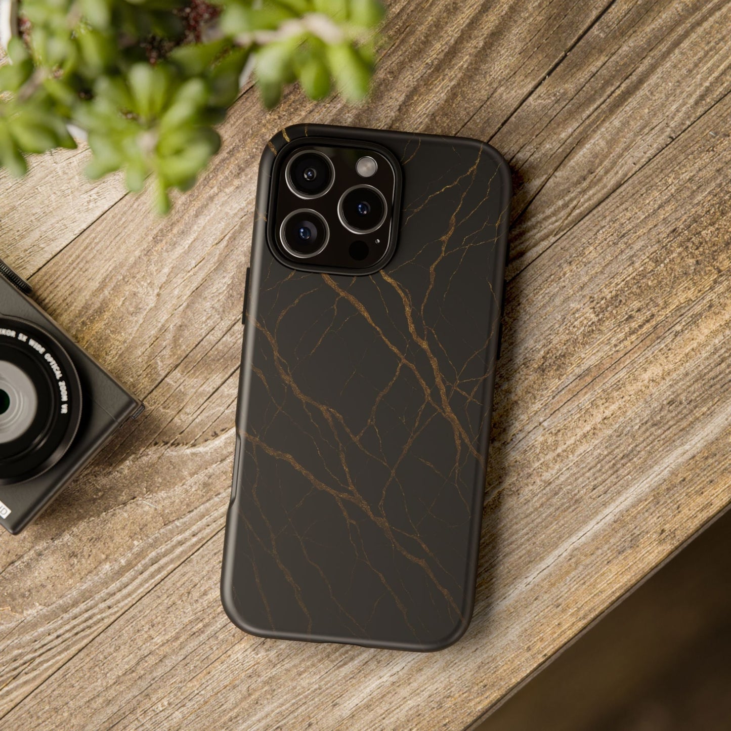 Black Marble Tough iPhone Case
