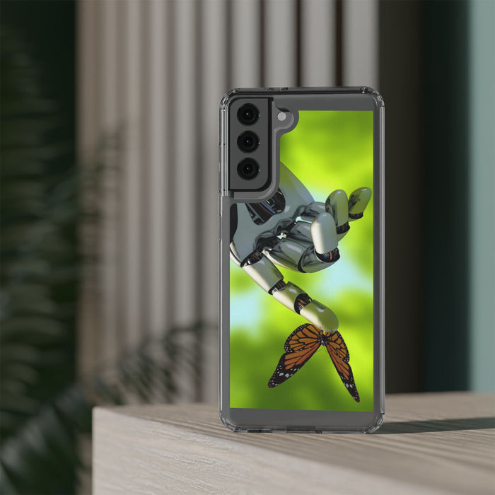 Clear Phone Cases with Robotic hand and Butterfly theme