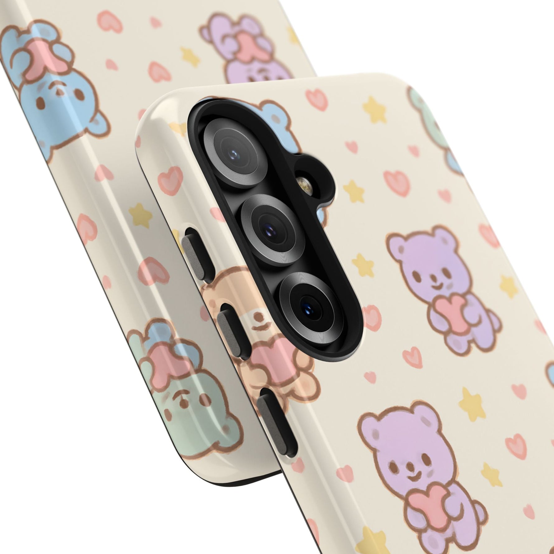 Cute Pastel Bear Impact Phone Case | Heart & Star Kawaii Pattern  Shamo's