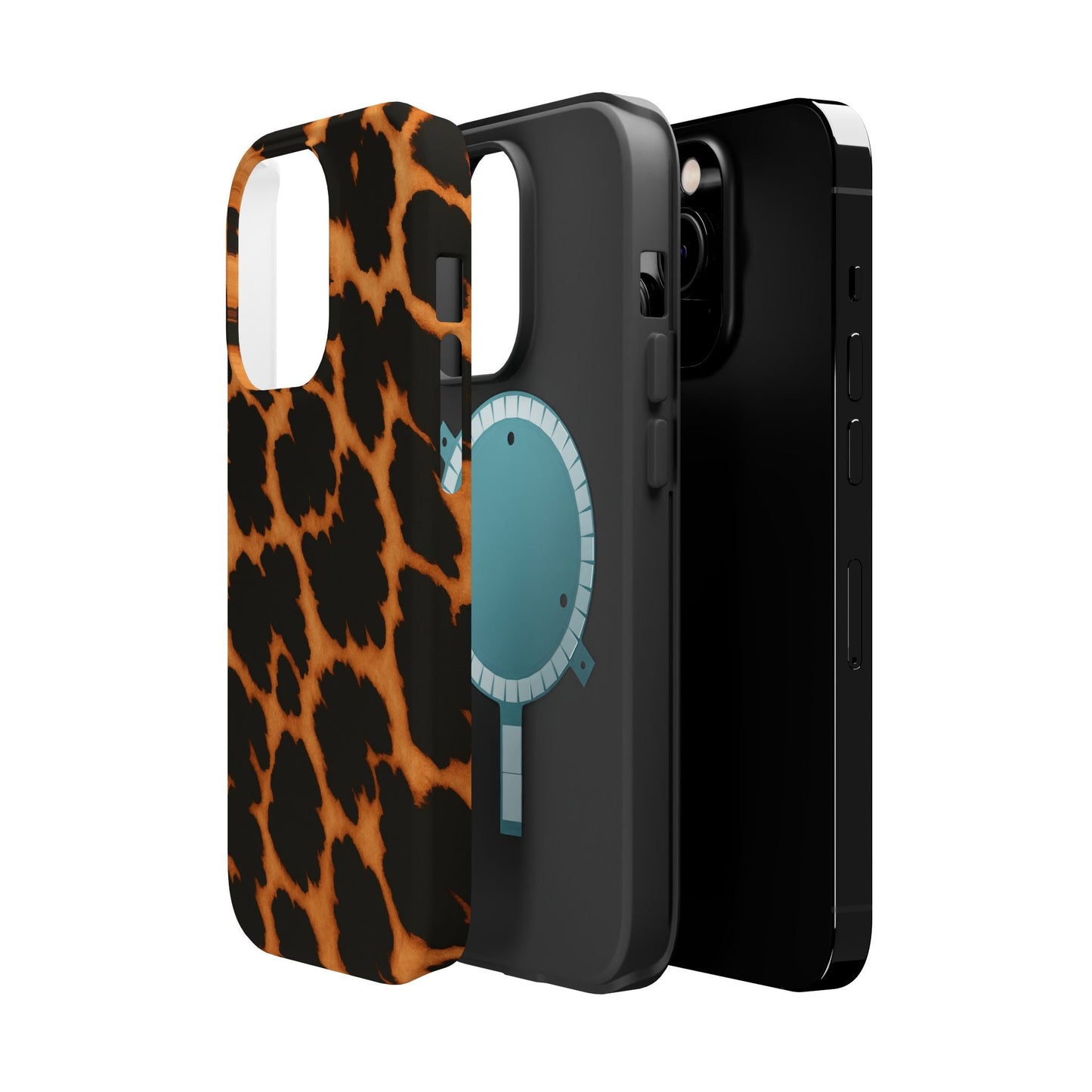 Leopard Print Impact-Resistant iPhone Case with MagSafe compatibility