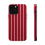 Red Burgundy  Stripes Magnetic Impact-Resistant Phone Case | MagSafe Compatible