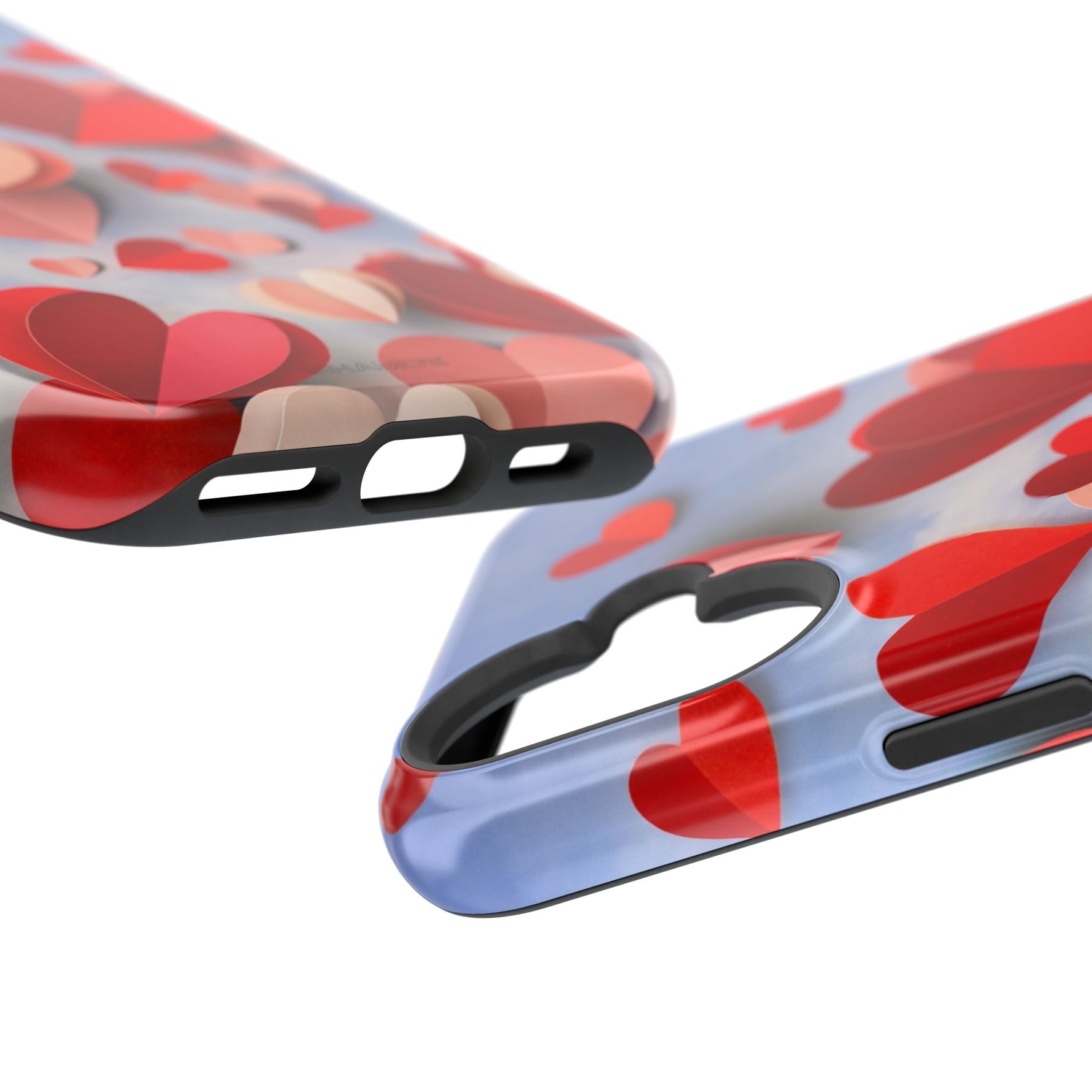 3D Paper Hearts Valentine Love iPhone Case with MagSafe Compatibility, Personalizable - iPhone 17 Pro Max / Glossy - Shamo's