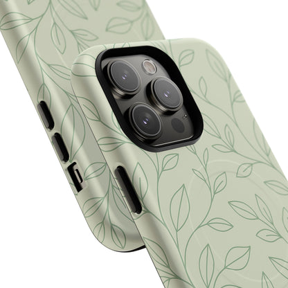 Sage Botanical Leaves Floral iPhone Case | MagSafe