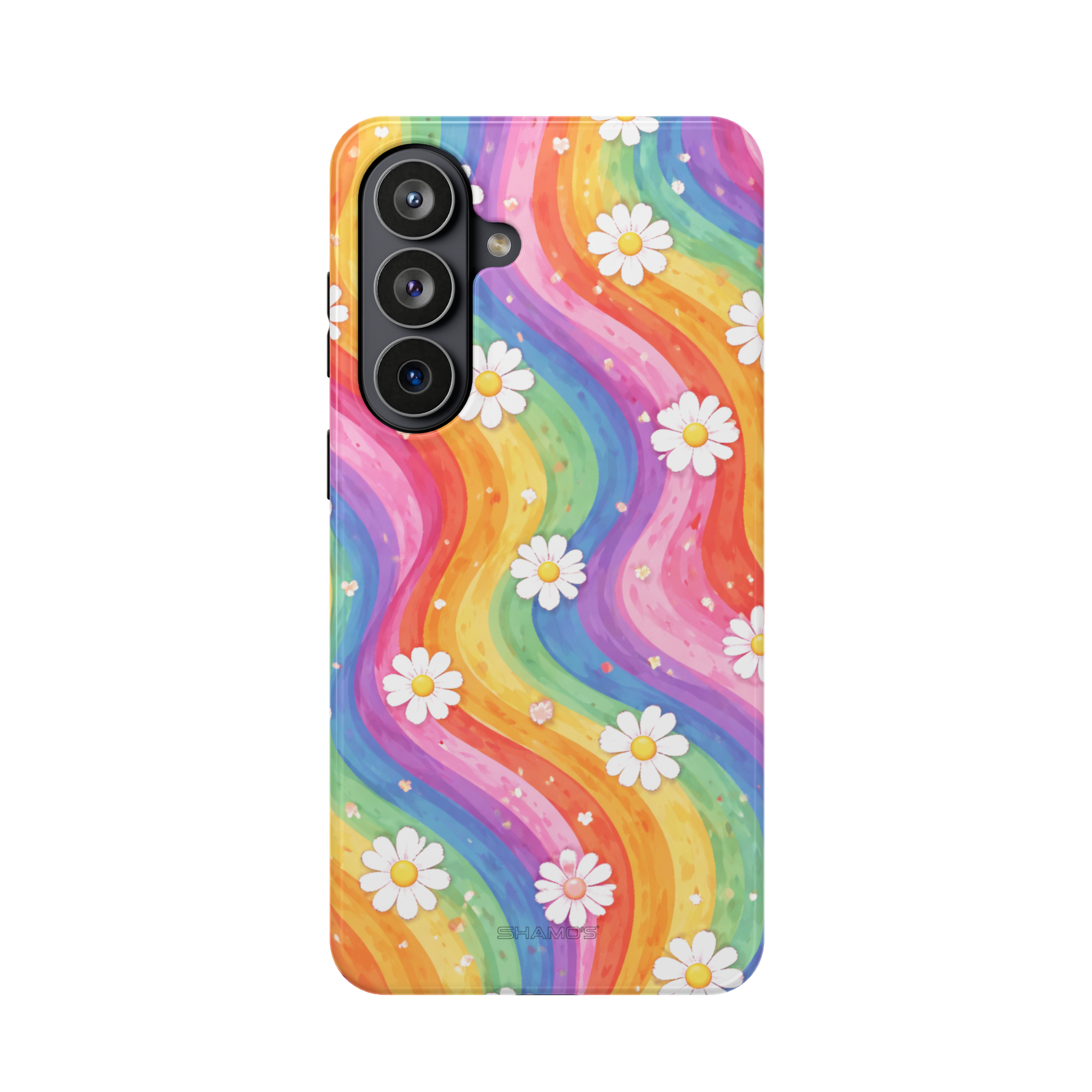 Funda magnética Rainbow Daisy resistente a impactos compatible con MagSafe