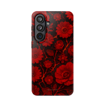 Funda para iPhone con diseño floral en rojo oscuro de lava derretida — Compatible con MagSafe