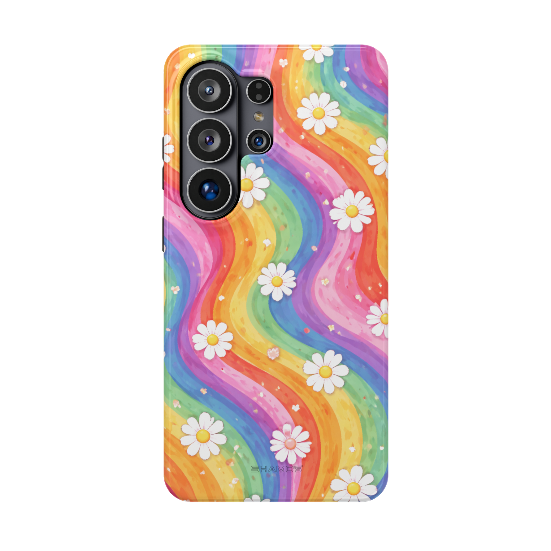 Funda magnética Rainbow Daisy resistente a impactos compatible con MagSafe