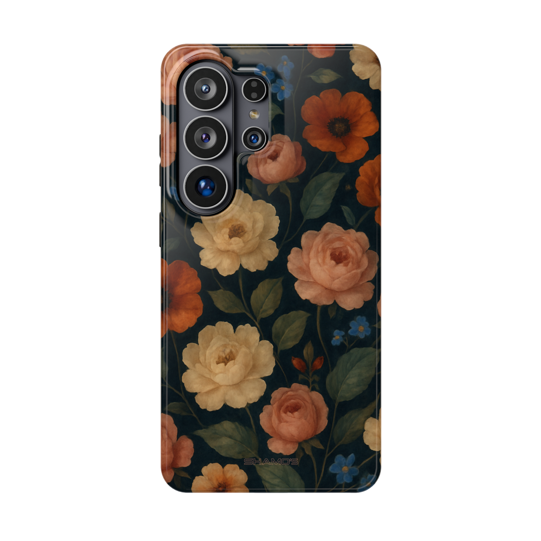 Magnetische iPhone-Hülle mit Vintage-Rosenmuster und MagSafe-Anschluss