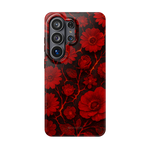 Funda para iPhone con diseño floral en rojo oscuro de lava derretida — Compatible con MagSafe