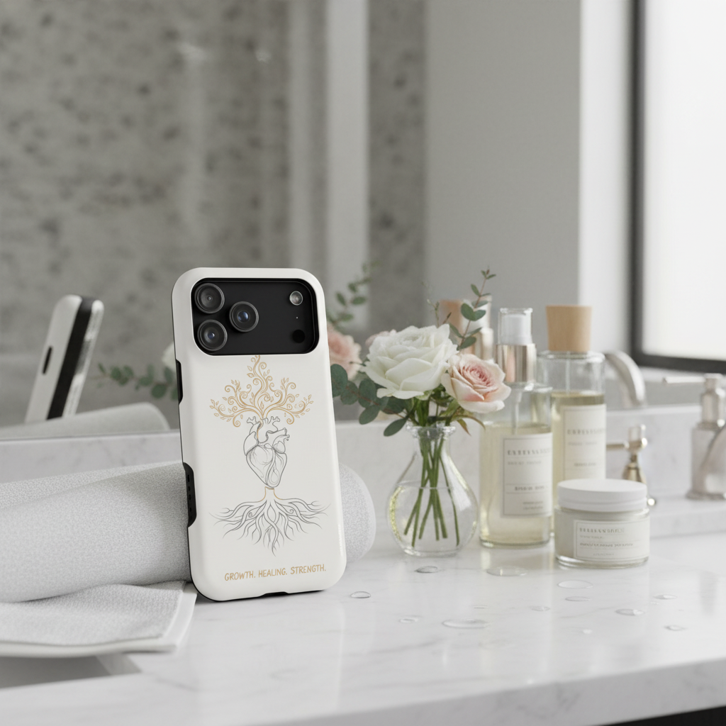 Bathroom counter with skincare