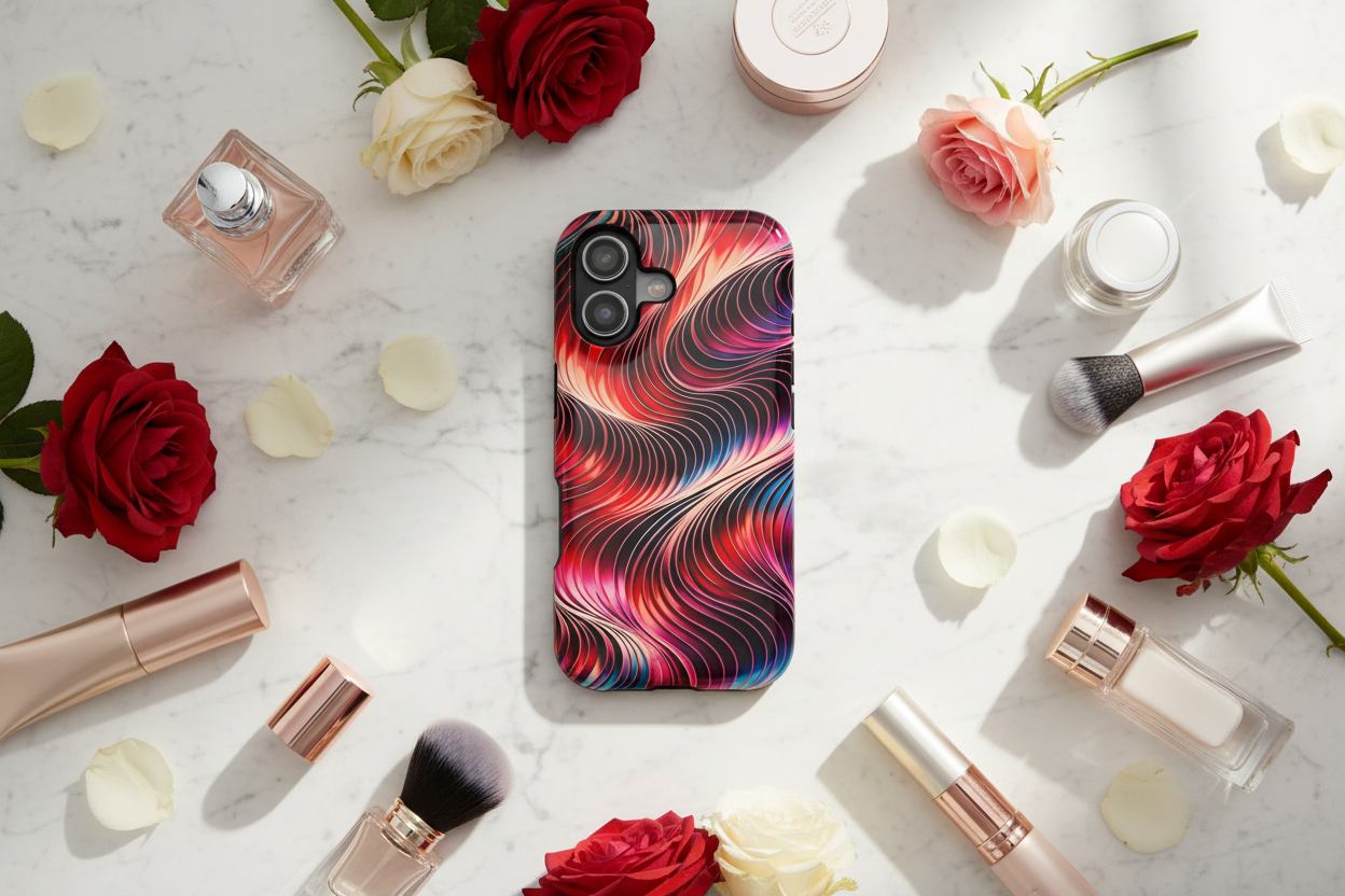 Beauty vanity flat lay