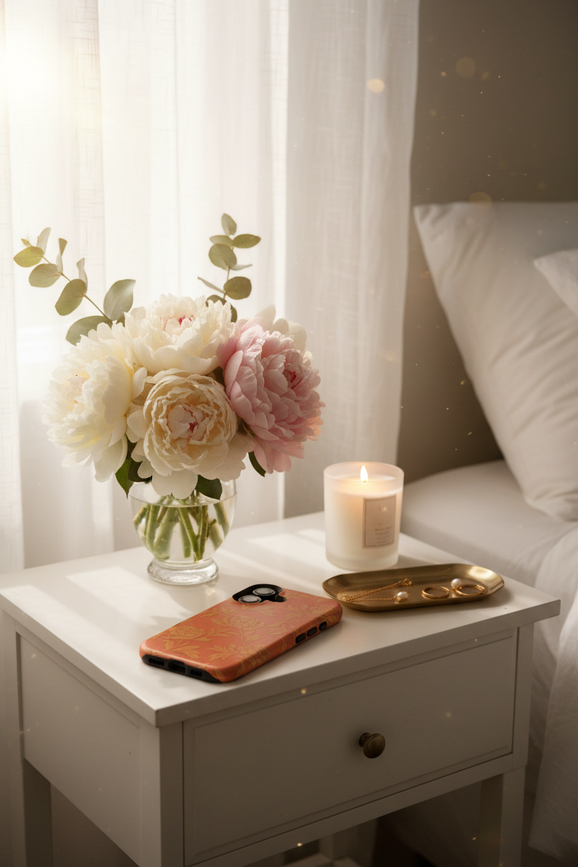 Bedside table morning light