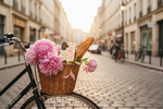 Bicycle basket with peonies