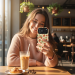 Cafe selfie with iced coffee