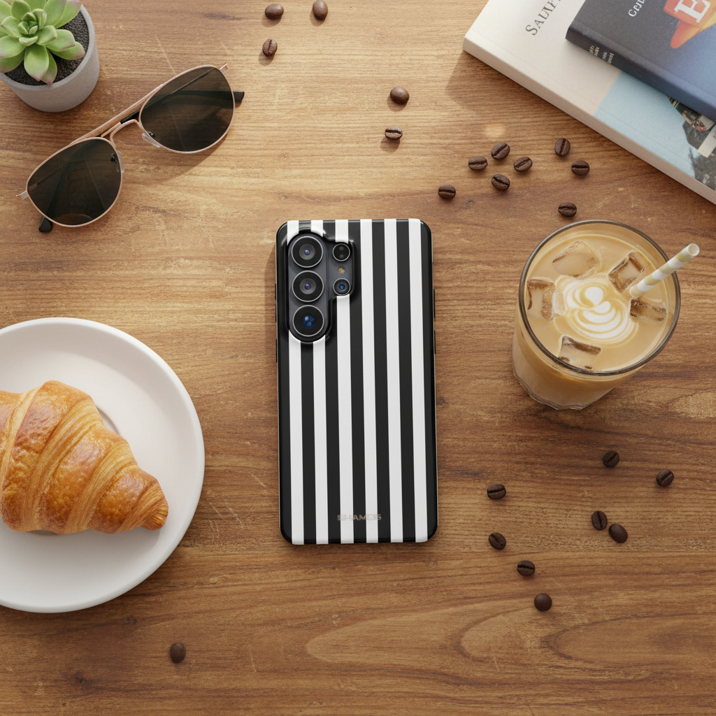 Cafe table with iced coffee