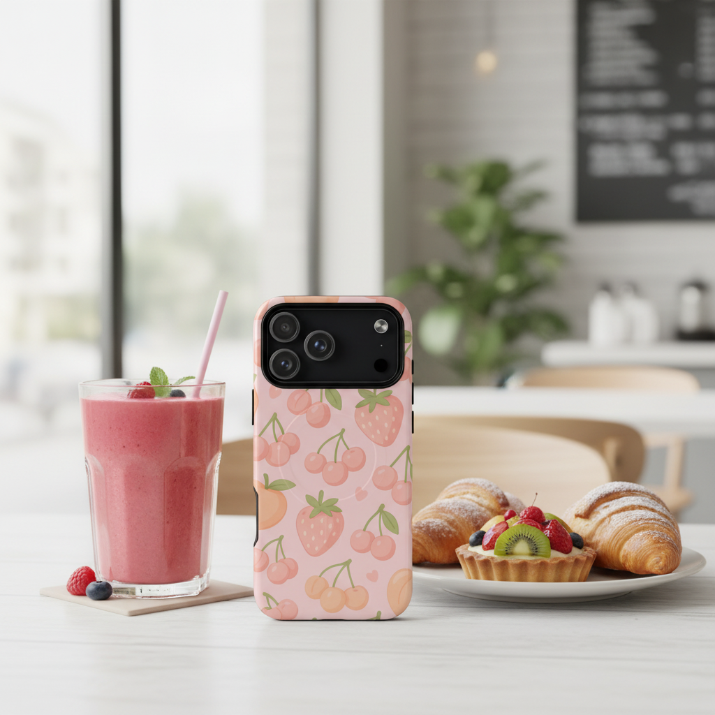 Cafe with fruit smoothie