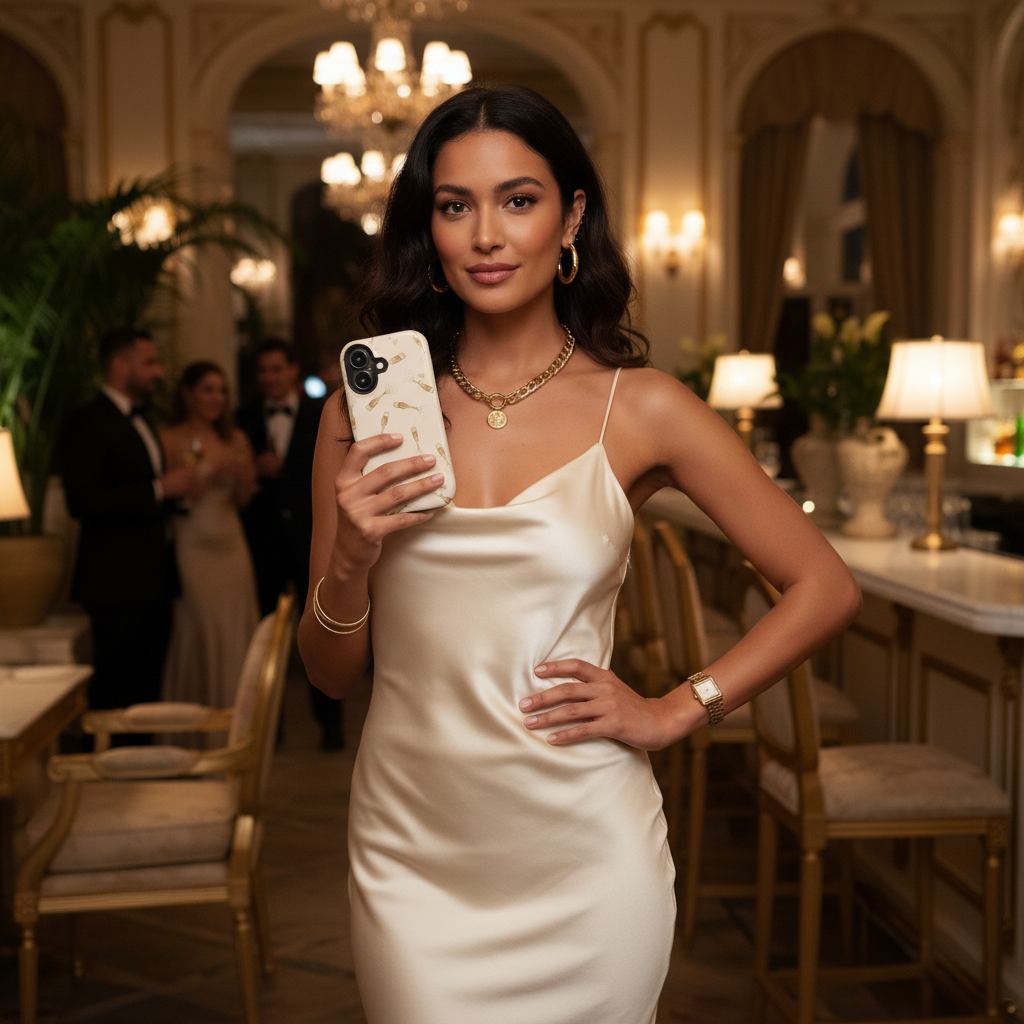 Champagne case with woman