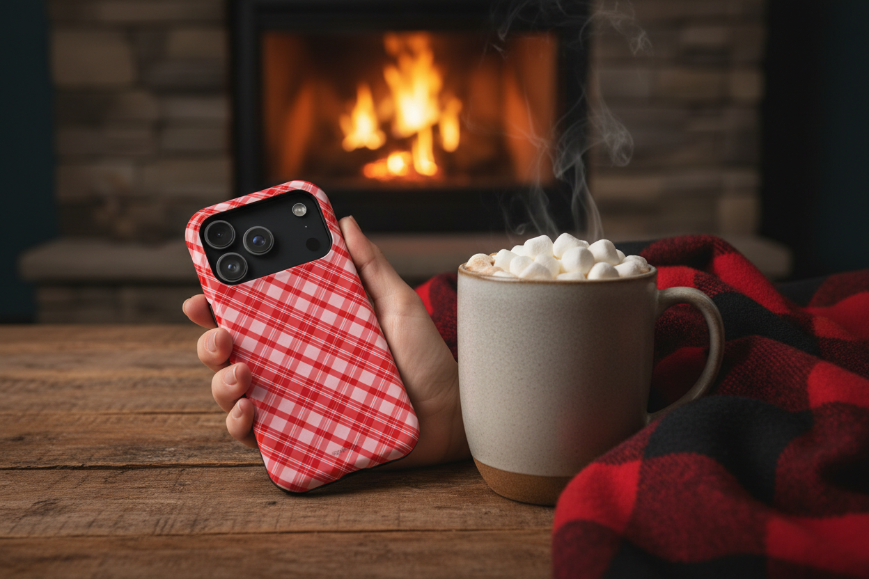 Cozy cabin with hot cocoa