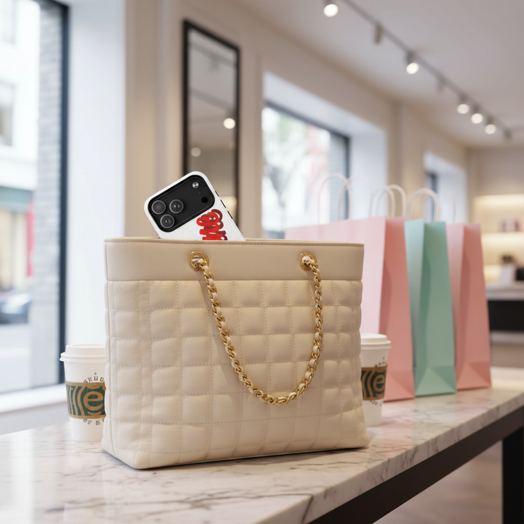 Designer tote shopping