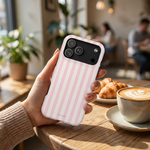 Pink Stripe Impact-Resistant Phone Case | MagSafe