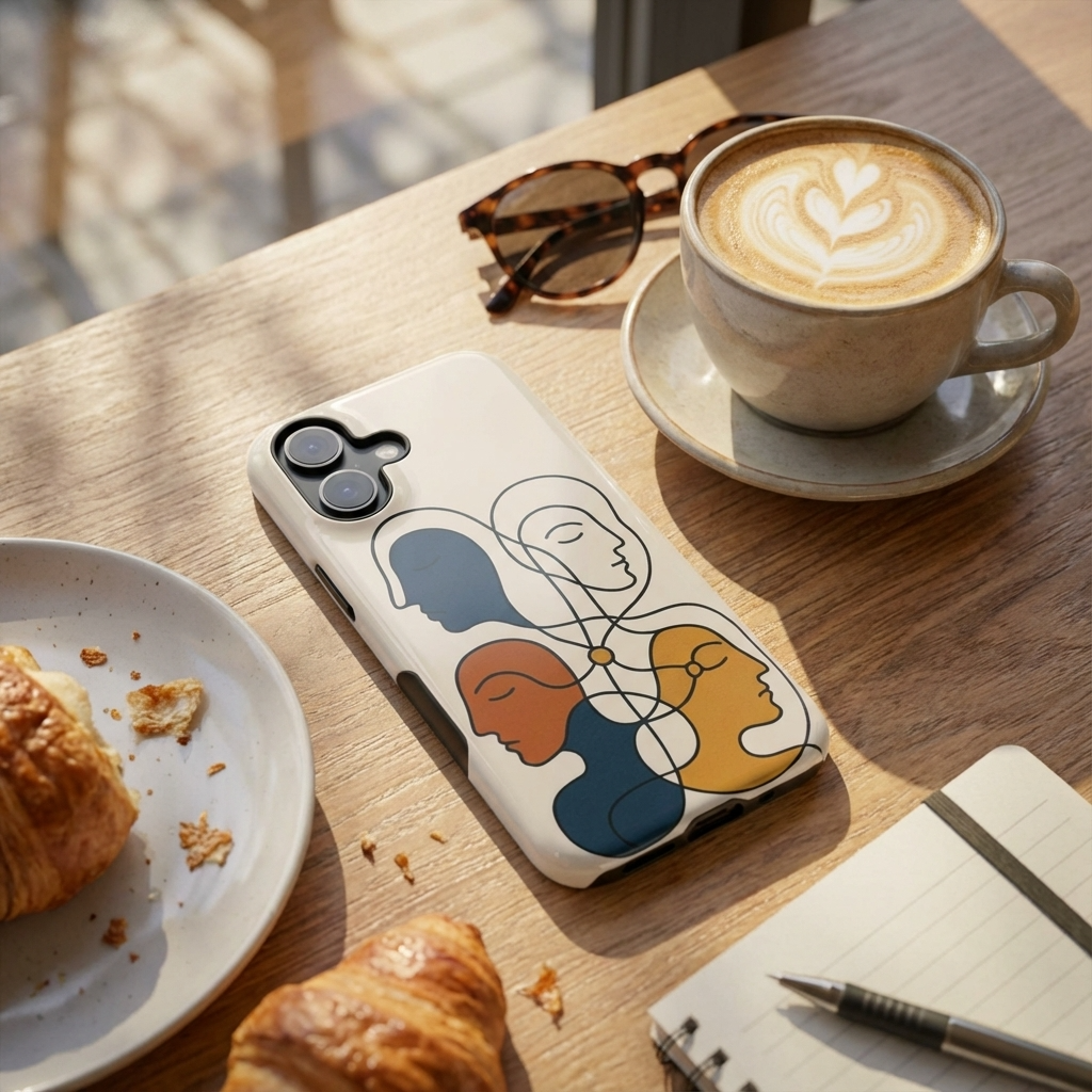 "Connected Lines" Minimalist iPhone Case — MagSafe, Magnetic Impact-Resistant - iPhone 17 / Glossy - Shamo's