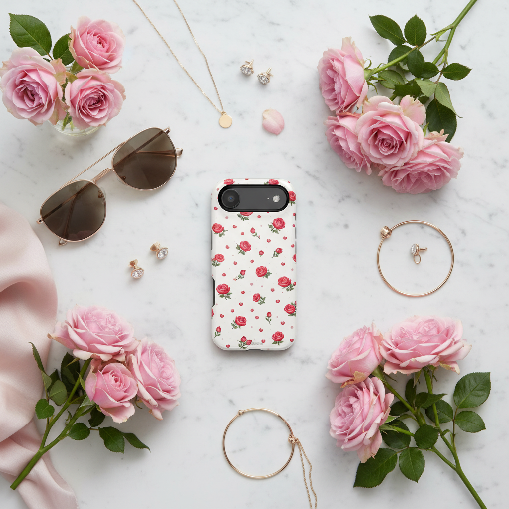 Elegant vanity flat lay