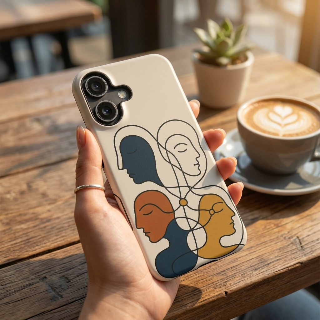 "Connected Lines" Minimalist iPhone Case — MagSafe, Magnetic Impact-Resistant - iPhone 17 / Glossy - Shamo's