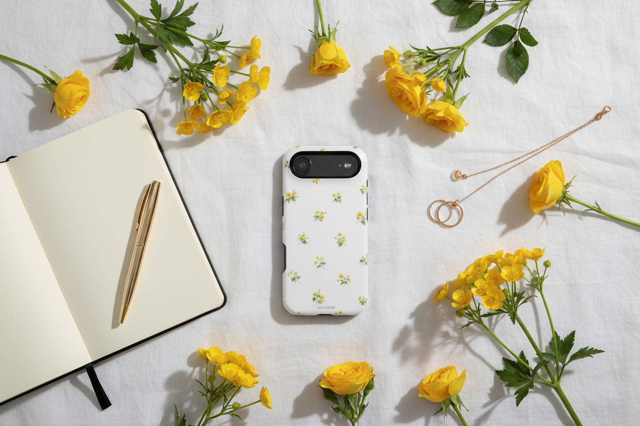 Flat lay with flowers