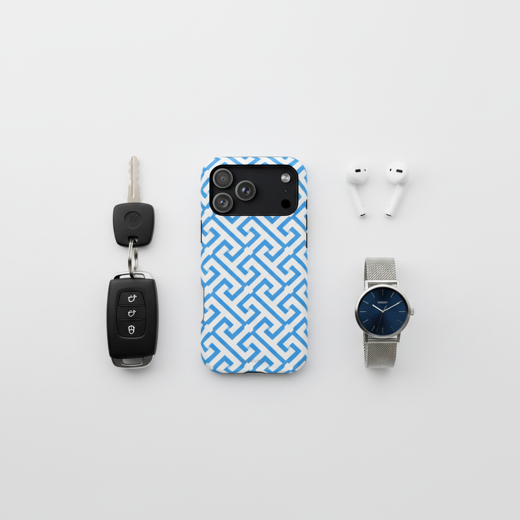 Flat lay with tech accessories