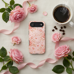 Flatlay with pink roses