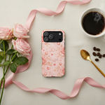 Flatlay with pink roses