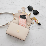 Flatlay with purse contents