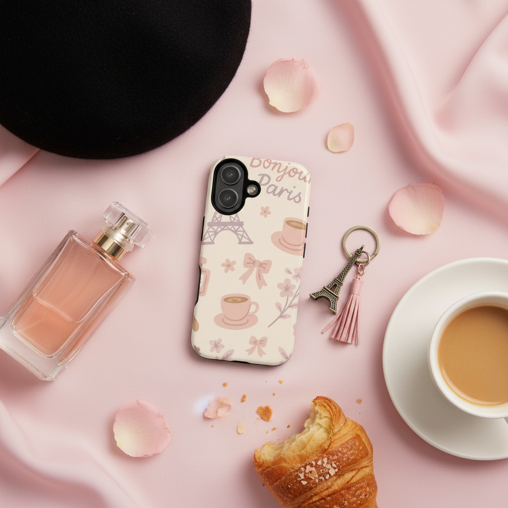 French accessories flatlay