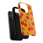 Orange cherry MagSafe case exploded phone, liner and shell assembly #iphone-15-pro-max