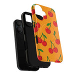 Orange cherry MagSafe case exploded phone, liner and shell assembly #iphone-16