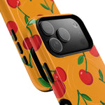 Orange cherry MagSafe case overlapping camera detail #iphone-17-pro