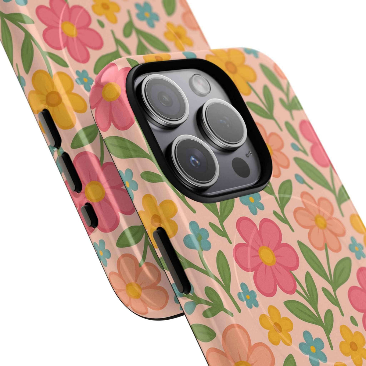 Floral Tough Magnetic MagSafe Phone Case - Stylish Protection for Everyday Use - iPhone 15 Pro - close view #iphone-15-pro